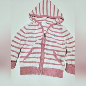 Ralph Lauren Toddler Hoodie in Pink and White Stripes